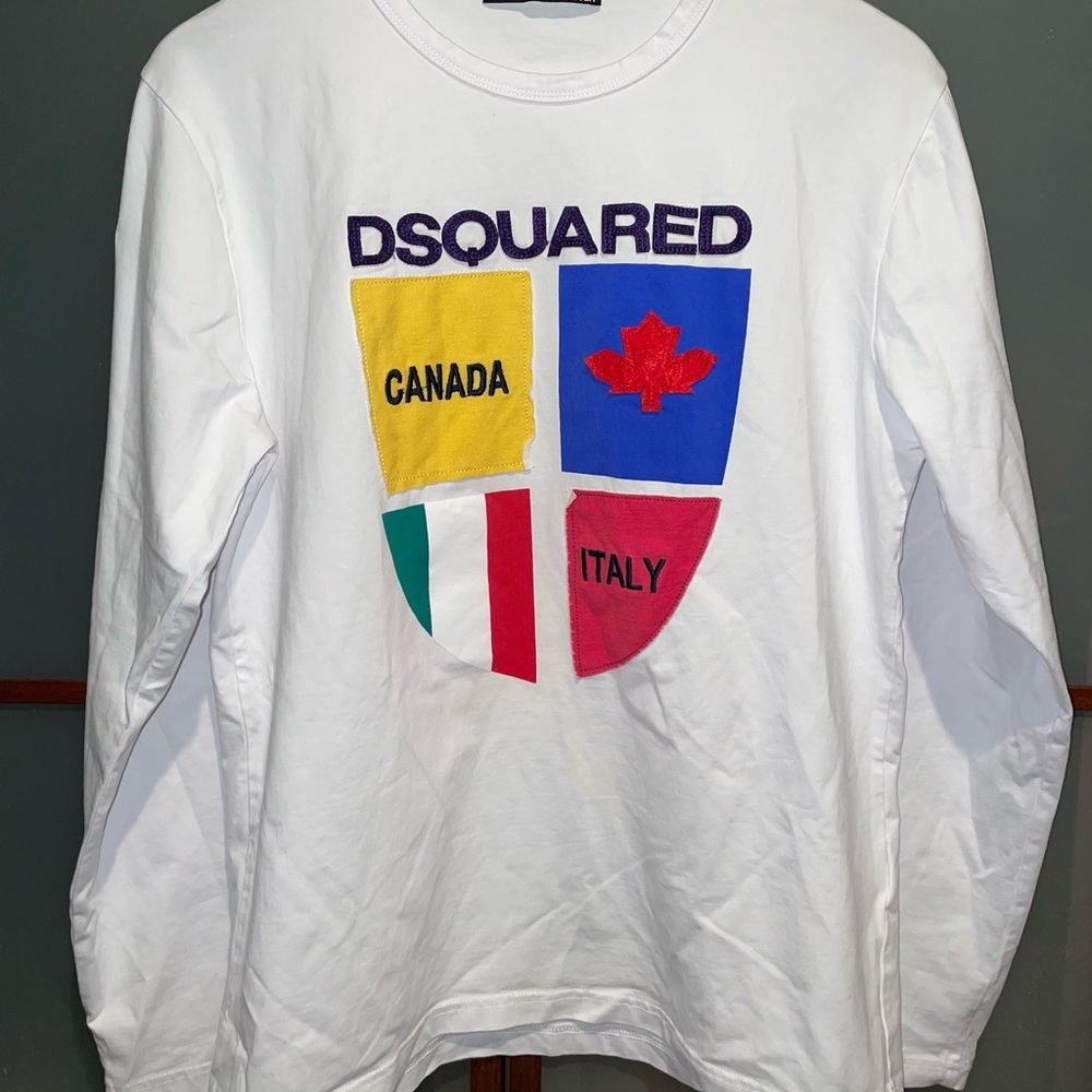 Dsquared2 Canada Leaf Italy Flag Graphic Logo Longsleeve T-Shirt Shirt Tee XXL